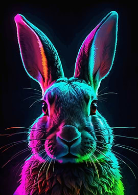 Neon Rabbit Portrait