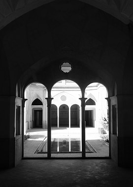 Courtyard View Through Arches