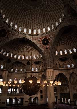 Mosque Interior with Ornate Dome