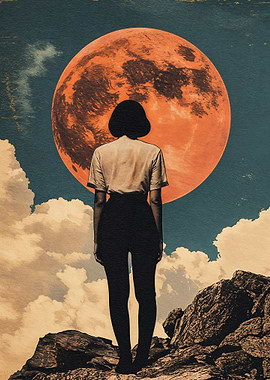 Woman Gazing at Red Planet