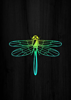 Green Dragonfly on Wood