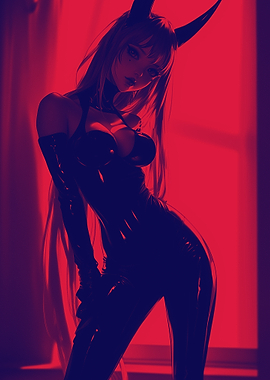 Anime Demon Girl in Red