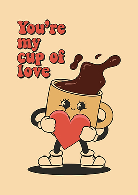 Retro Cartoon Cup of Love