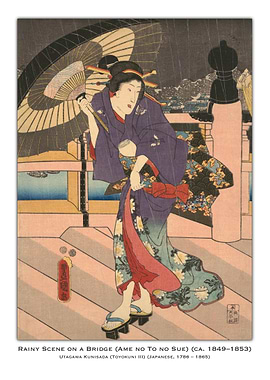 Rainy Scene on a Bridge