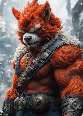 Red Furry Warrior Creature Art