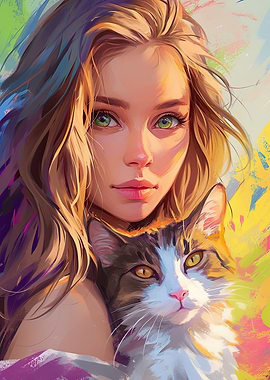 Woman and Cat Portrait