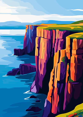 Scotland Cliffs Minimalist Art