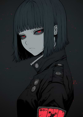 Anime Girl with Red Eyes