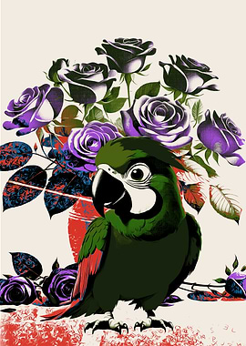 Parrot with Roses