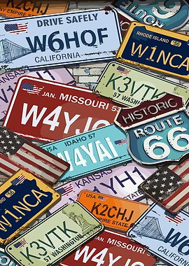 Vintage License Plates Collage