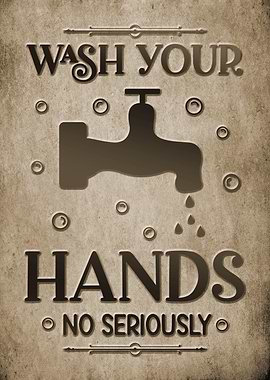 Wash Your Hands Vintage Sign