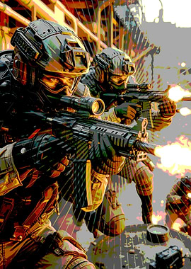 Military Combat Artwork