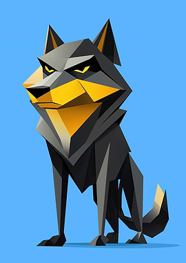 Low Poly Wolf Art