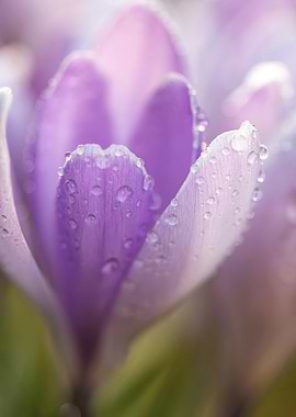 Purple Crocus with Dew Drops