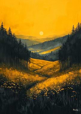 Golden Valley Sunset in Monochrome Yellow