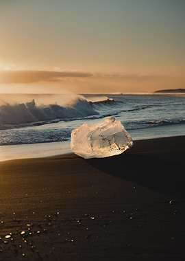 Iceberg on Black Sand Beach
