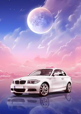 BMW 1 Series Under a Full Moon