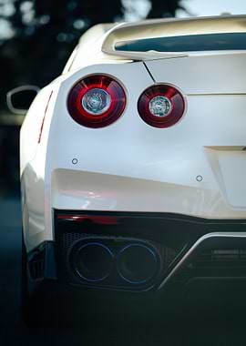 White Nissan GT-R R35 Rear