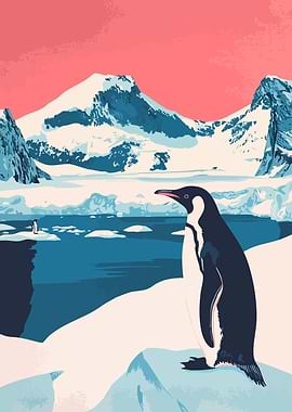 Cute Penguin in Antarctica Minimalist Art