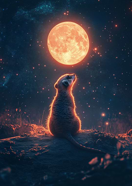 Meerkat In Moonlight