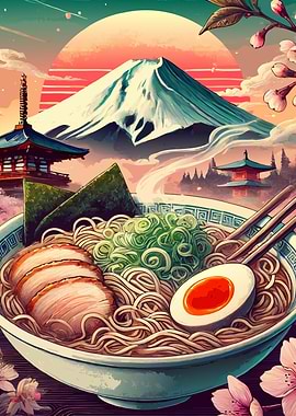 Ramen with Mt. Fuji