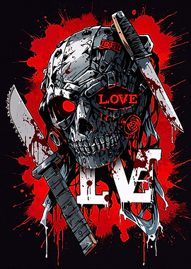 Cyberpunk Skull with Knives LOVE