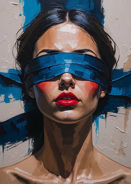 Blindfolded Woman Painting