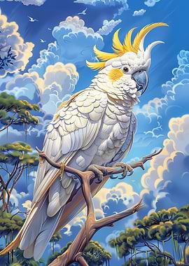White Cockatoo on Branch
