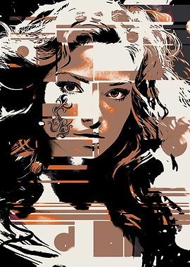 Woman with Tattoo and Geometric Pattern