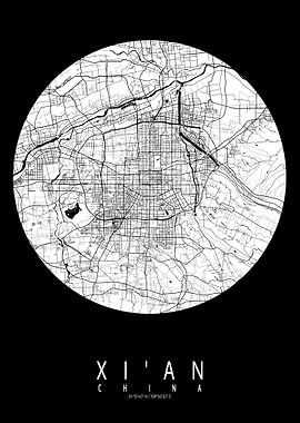 Xian City Map China Moon