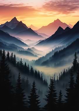 Misty Mountain Sunrise