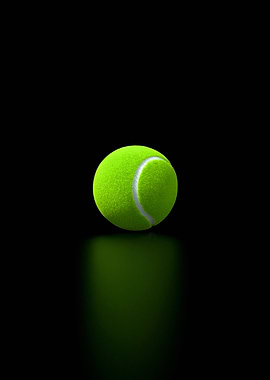 Green Tennis Ball on Black Background