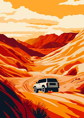 Desert Off Roading Minimalist Art
