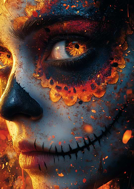 Fiery Skull Makeup Woman