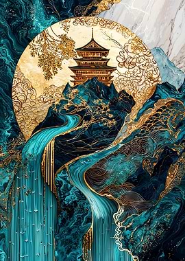 Kintsugi Japanese Pagoda Landscape
