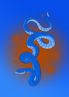 Blue Snake with Stars