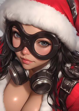 Anime Girl in Santa Hat