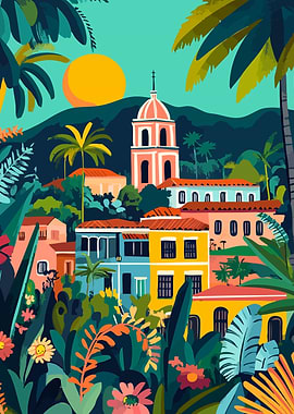 Mexico Town Minimalist Art