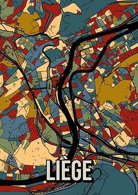 Liege Luik Earthtone City Map Art