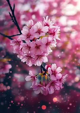 Pink Cherry Blossom Branch
