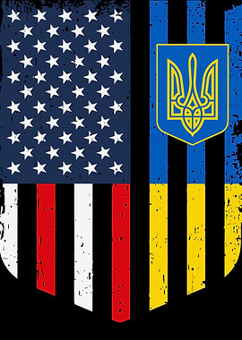US & Ukraine Flag Design - Ukrainian American Flag