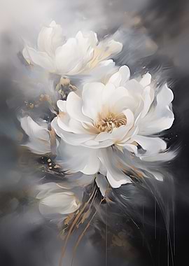 White Flowers on Black