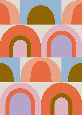 Colorful Pastel Rainbow Arch Pattern