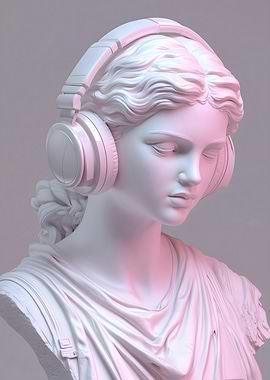 Ancient Bust Wearing Headphones
