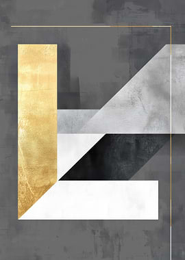 Gold, White and Grey Letter L