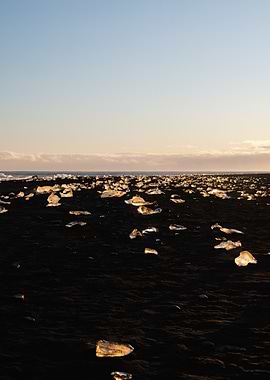 Ice Chunks on Black Sand Beach