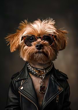 Cool Dog in Leather Jacket