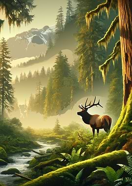 Elk in the Forest