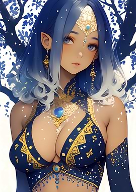 Blue-Haired Anime Girl Elf