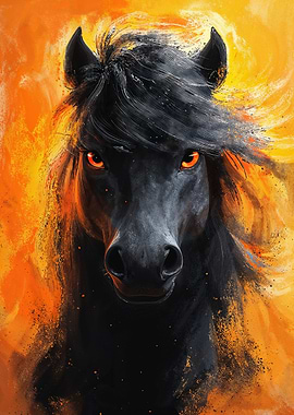 Black Horse in Flames